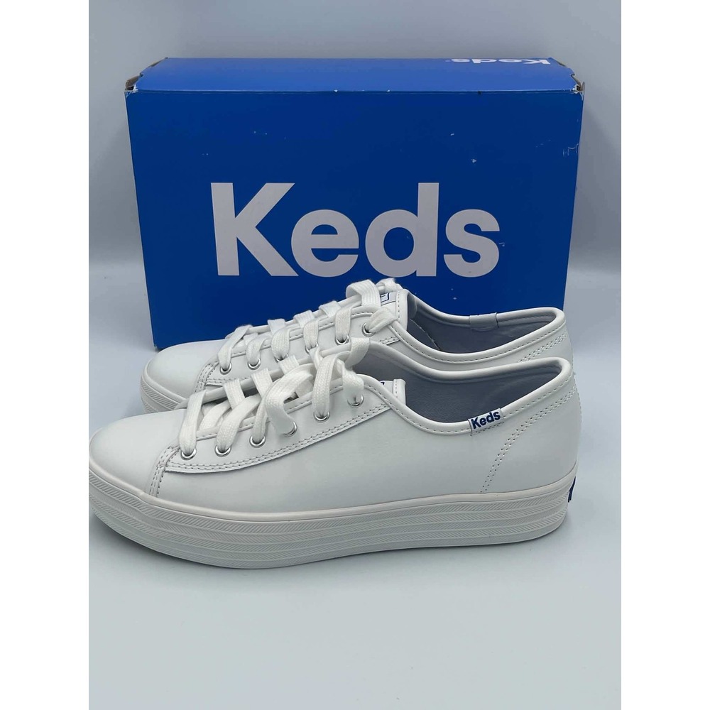Keds Triple Kick White Leather Platform Sneakers WH57310 Womens Size 7
